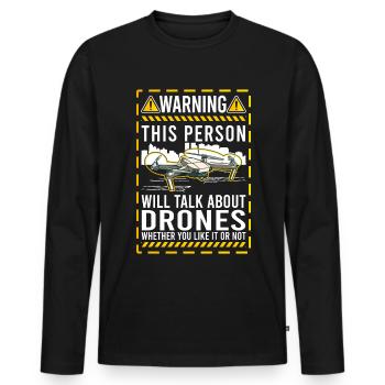 Drone Drone Pilot Quadcopter - T-shirt manches longues Premium bio Homme - noir - Devant - Nico (187cm)