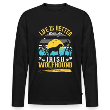 Irischer Wolfshund Irish Wolfhound - Männer Premium Bio Langarmshirt - Schwarz - Vorne - Nico (187cm)