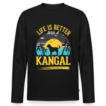 La vie est meilleure avec un Kangal - T-shirt manches longues Premium bio Homme - noir - Devant - Nico (187cm)