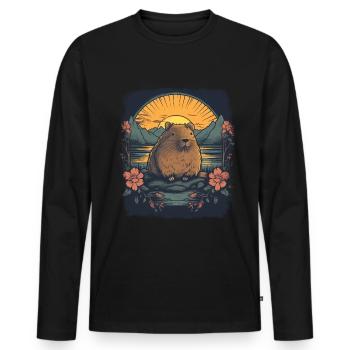 Capybara Cadeau Capybara - T-shirt manches longues Premium bio Homme - noir - Devant - Nico (187cm)