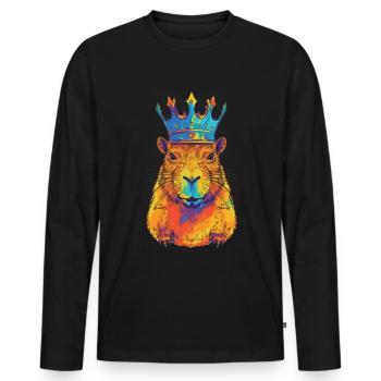 Capybara with capybara crown - Men's Premium Organic Long Sleeve Shirt - black - Front - Nico (187cm)