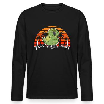 Kakapo Heartbeat Retro - Men's Premium Organic Long Sleeve Shirt - black - Front - Nico (187cm)