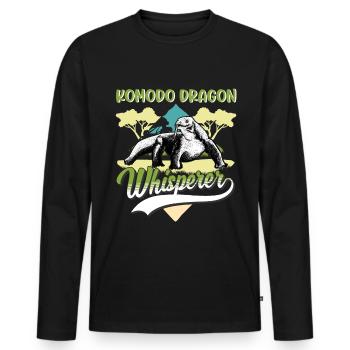 Komodo Dragon, Whisperer, Komodo Dragon Whisperer - T-shirt manches longues Premium bio Homme - noir - Devant - Nico (187cm)