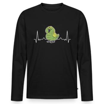 Kakapo Heartbeat Night Parrot - Men's Premium Organic Long Sleeve Shirt - black - Front - Nico (187cm)