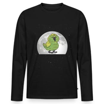 Kakapo Moon Night Parrot - Men's Premium Organic Long Sleeve Shirt - black - Front - Nico (187cm)