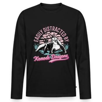 Komodowaran Komododrache Waran - Männer Premium Bio Langarmshirt - Schwarz - Vorne - Nico (187cm)