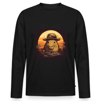 Capybara Cadeau Capybara - T-shirt manches longues Premium bio Homme - noir - Devant - Nico (187cm)