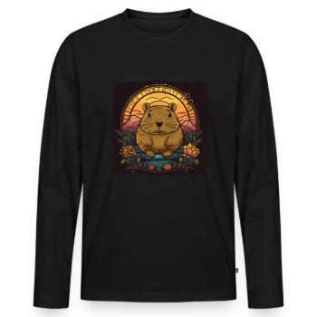 Capybara Cadeau Capybara - T-shirt manches longues Premium bio Homme - noir - Devant - Nico (187cm)