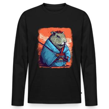 Capybara Samurai Wasserschwein - Men's Premium Organic Long Sleeve Shirt - black - Front - Nico (187cm)