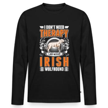 Irish Wolfhound Therapy Irish Wolfhound - Men's Premium Organic Long Sleeve Shirt - black - Front - Nico (187cm)