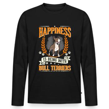 Happiness is being with Bull Terriers Bull Terrier - Men's Premium Organic Long Sleeve Shirt - black - Front - Nico (187cm)