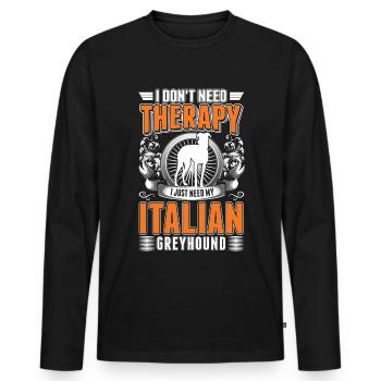 Thérapie italienne aux lévriers - T-shirt manches longues Premium bio Homme - noir - Devant - Nico (187cm)