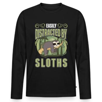 Sloth Gift Sloth - Men's Premium Organic Long Sleeve Shirt - black - Front - Nico (187cm)