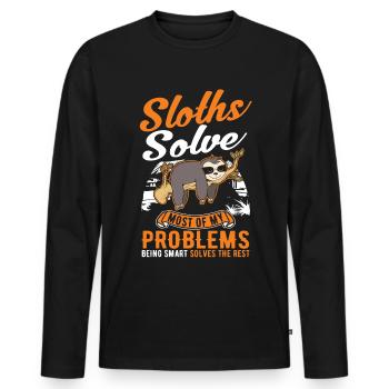Sloth Gift Sloth - Men's Premium Organic Long Sleeve Shirt - black - Front - Nico (187cm)