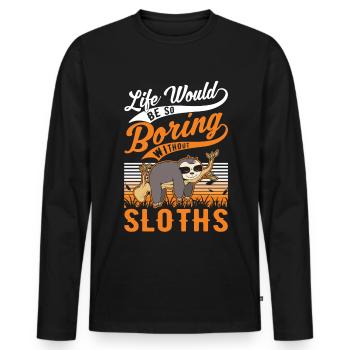 Sloth Gift Sloth - Men's Premium Organic Long Sleeve Shirt - black - Front - Nico (187cm)