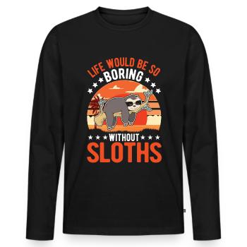 Sloth Gift Sloth - Men's Premium Organic Long Sleeve Shirt - black - Front - Nico (187cm)