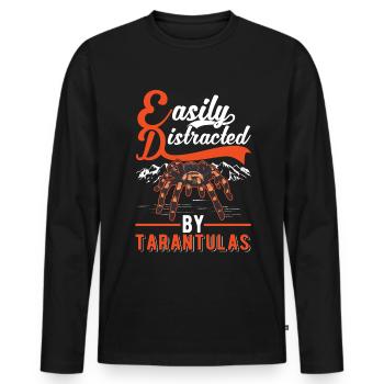 Easily distracted by Tarantulas Tarantel - Männer Premium Bio Langarmshirt - Schwarz - Vorne - Nico (187cm)
