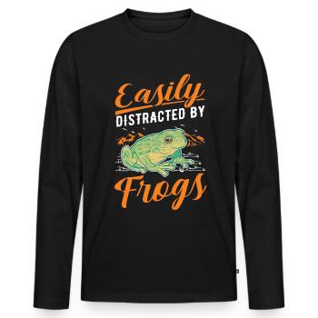 Easily distracted by Frogs Frosch - Männer Premium Bio Langarmshirt - Schwarz - Vorne - Nico (187cm)