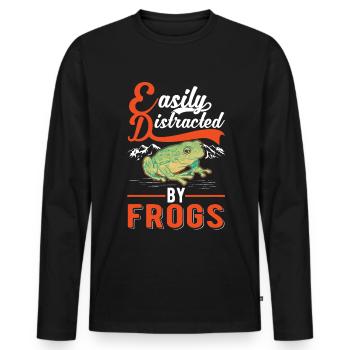Easily distracted by Frogs Frosch - Männer Premium Bio Langarmshirt - Schwarz - Vorne - Nico (187cm)