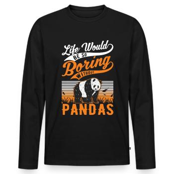 Panda Lover Panda Bear Gift - Men's Premium Organic Long Sleeve Shirt - black - Front - Nico (187cm)