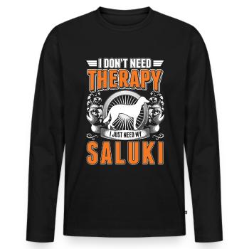 Saluki Thérapie Lévrier de Perse - T-shirt manches longues Premium bio Homme - noir - Devant - Nico (187cm)