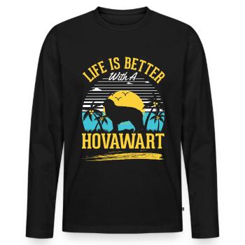 Life is better with Hovawarts - Men's Premium Organic Long Sleeve Shirt - black - Front - Nico (187cm)