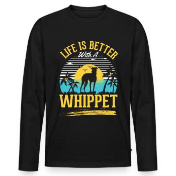 Das Leben ist besser mit einem Whippet - Männer Premium Bio Langarmshirt - Schwarz - Vorne - Nico (187cm)
