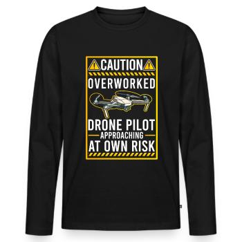 À l’attention de : Drones pilotes de drones révisés - T-shirt manches longues Premium bio Homme - noir - Devant - Nico (187cm)