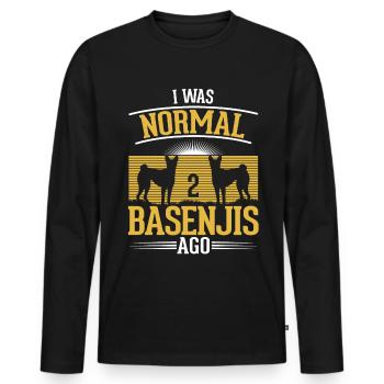 J’étais normal il y a 2 Basenjis - T-shirt manches longues Premium bio Homme - noir - Devant - Nico (187cm)