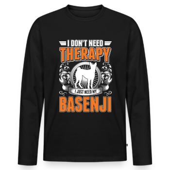 Basenji Therapie - Männer Premium Bio Langarmshirt - Schwarz - Vorne - Nico (187cm)