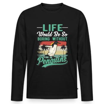 Pinguin Penguin Kaiserpinguin Gelbaugenpinguin - Männer Premium Bio Langarmshirt - Schwarz - Vorne - Nico (187cm)