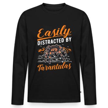 Easily distracted by Tarantulas Tarantel - Männer Premium Bio Langarmshirt - Schwarz - Vorne - Nico (187cm)