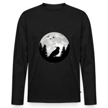 Perruche Budgie Moon Welli - T-shirt manches longues Premium bio Homme - noir - Devant - Nico (187cm)