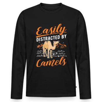 Easily distracted by Camels Big Camel Camel - Men's Premium Organic Long Sleeve Shirt - black - Front - Nico (187cm)