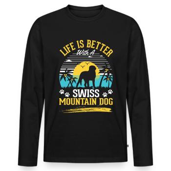 Life is better with a mountain dog - Men's Premium Organic Long Sleeve Shirt - black - Front - Nico (187cm)