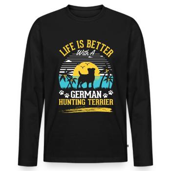 La vie est plus belle avec le terrier de chasse allemand - T-shirt manches longues Premium bio Homme - noir - Devant - Nico (187cm)