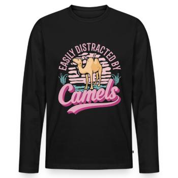 Easily distracted by Camels Big Camel Camel - Men's Premium Organic Long Sleeve Shirt - black - Front - Nico (187cm)