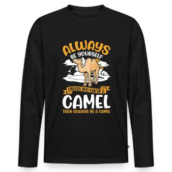 Always be yourself Camel Big Camel Camel - Men's Premium Organic Long Sleeve Shirt - black - Front - Nico (187cm)