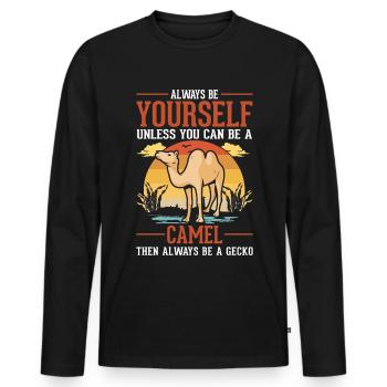 Always be yourself Camel Big Camel Camel - Men's Premium Organic Long Sleeve Shirt - black - Front - Nico (187cm)
