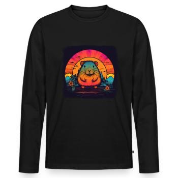 Capybara Cadeau Capybara - T-shirt manches longues Premium bio Homme - noir - Devant - Nico (187cm)