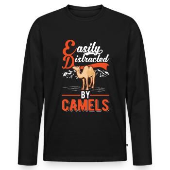 Easily distracted by Camels Big Camel Camel - Men's Premium Organic Long Sleeve Shirt - black - Front - Nico (187cm)