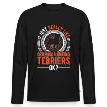 J’aime juste les terriers de chasse allemands - T-shirt manches longues Premium bio Homme - noir - Devant - Nico (187cm)