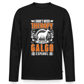 Galgo Español Therapy Lévrier espagnol - T-shirt manches longues Premium bio Homme - noir - Devant - Nico (187cm)
