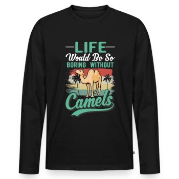 Camel Gift Dromedary Camel Large Camel - Men's Premium Organic Long Sleeve Shirt - black - Front - Nico (187cm)