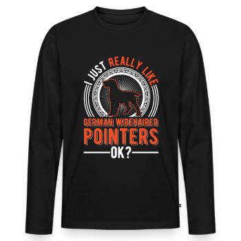 Cadeau allemand à poil dur - T-shirt manches longues Premium bio Homme - noir - Devant - Nico (187cm)
