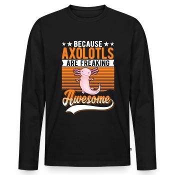 Parce que les axolotls sont vraiment géniaux - T-shirt manches longues Premium bio Homme - noir - Devant - Nico (187cm)
