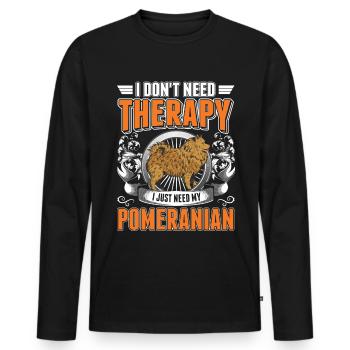 Zwergspitz Therapie Pomeranian - Männer Premium Bio Langarmshirt - Schwarz - Vorne - Nico (187cm)