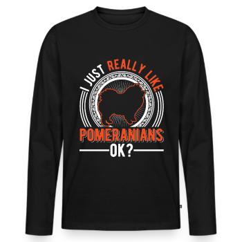 Ich mag einfach Zwergspitz Pomeranian - Männer Premium Bio Langarmshirt - Schwarz - Vorne - Nico (187cm)