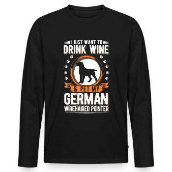 Vin allemand à poil dur - T-shirt manches longues Premium bio Homme - noir - Devant - Nico (187cm)