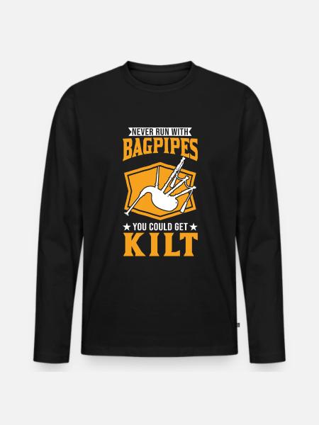 Das Leben ist besser mit einem Dudelsack - Männer Premium Bio Langarmshirt - Schwarz